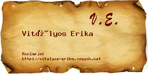 Vitályos Erika névjegykártya
